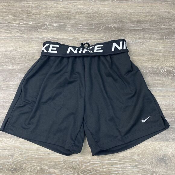 Nike Dri Fit Womens XS Attack Fitness Shorts Mid Rise DX6024-010 Roll Band Black - Picture 1 of 8